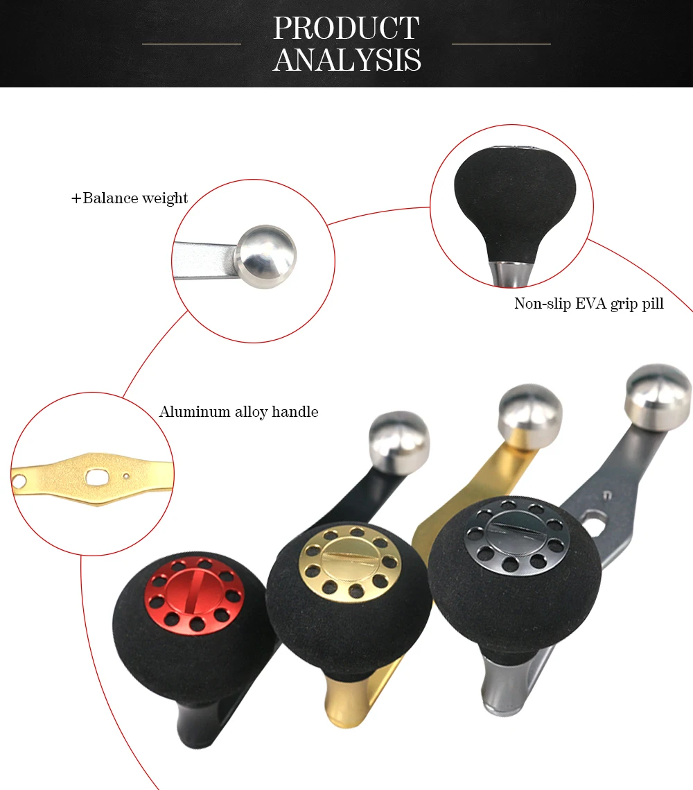 DEUKIO-mango de Metal de aleación de aluminio, perilla EVA, mango de carrete de pesca, contrapeso de 8x5mm para piezas de fundición Bait, modificación DIY - imagen 2