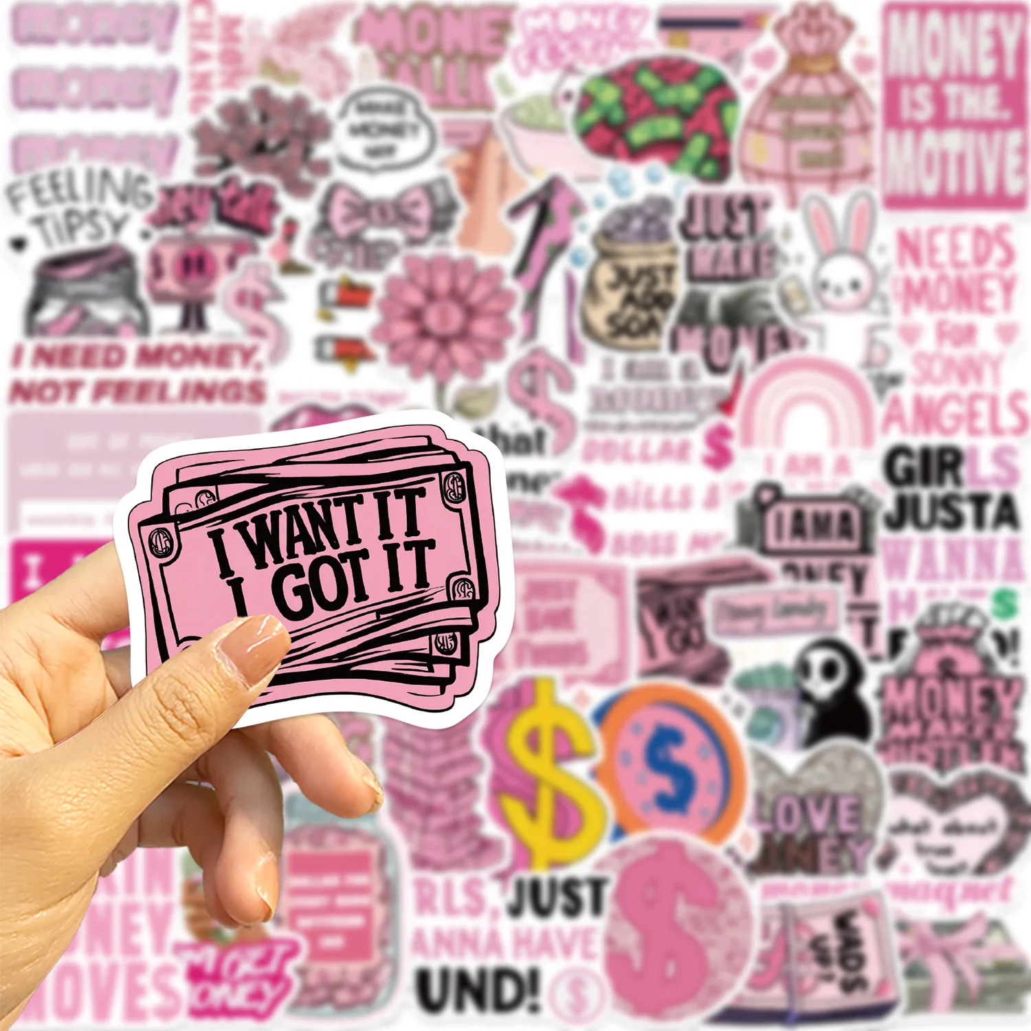 Pegatinas Grafiti Dinero Rosa Impermeables – Decoración Multisuperficie - imagen 5