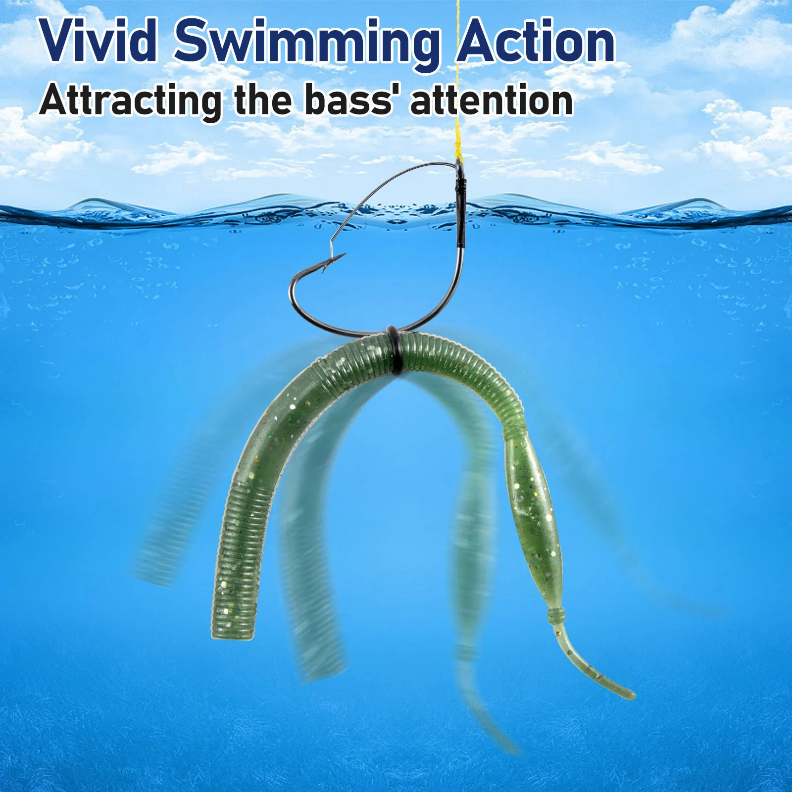 Anzuelos de aparejo loco sin malezas, anzuelo de tiro de caída de espacio ancho, anzuelo de pesca de lubina de agua dulce para aparejo Neko, lanzamiento, 10/20 piezas - imagen 5