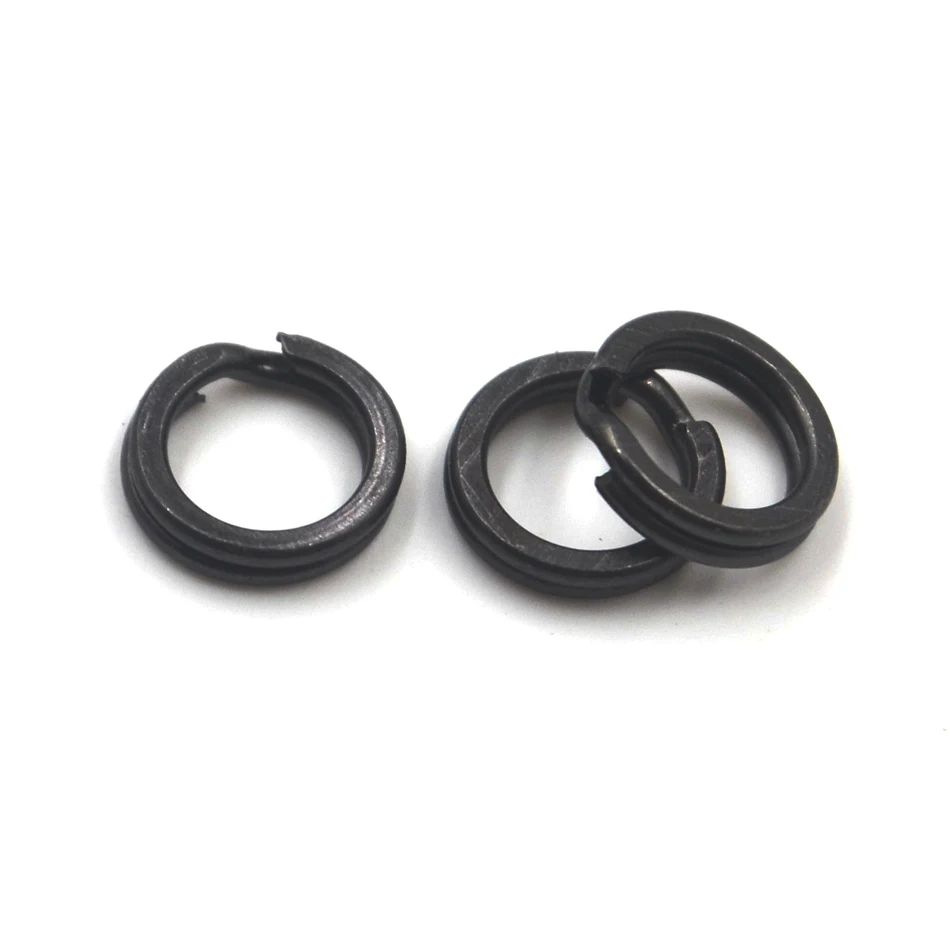 MNFT-señuelo duro de doble capa para pesca aplastada, accesorio de pesca dividido, anticorrosión, color negro mate, aparejos de cambio rápido, Conector de cebo, 100 Uds. - imagen 3