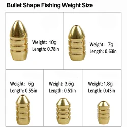 Plomada Bullet latón Texas Rig para lubina y trucha