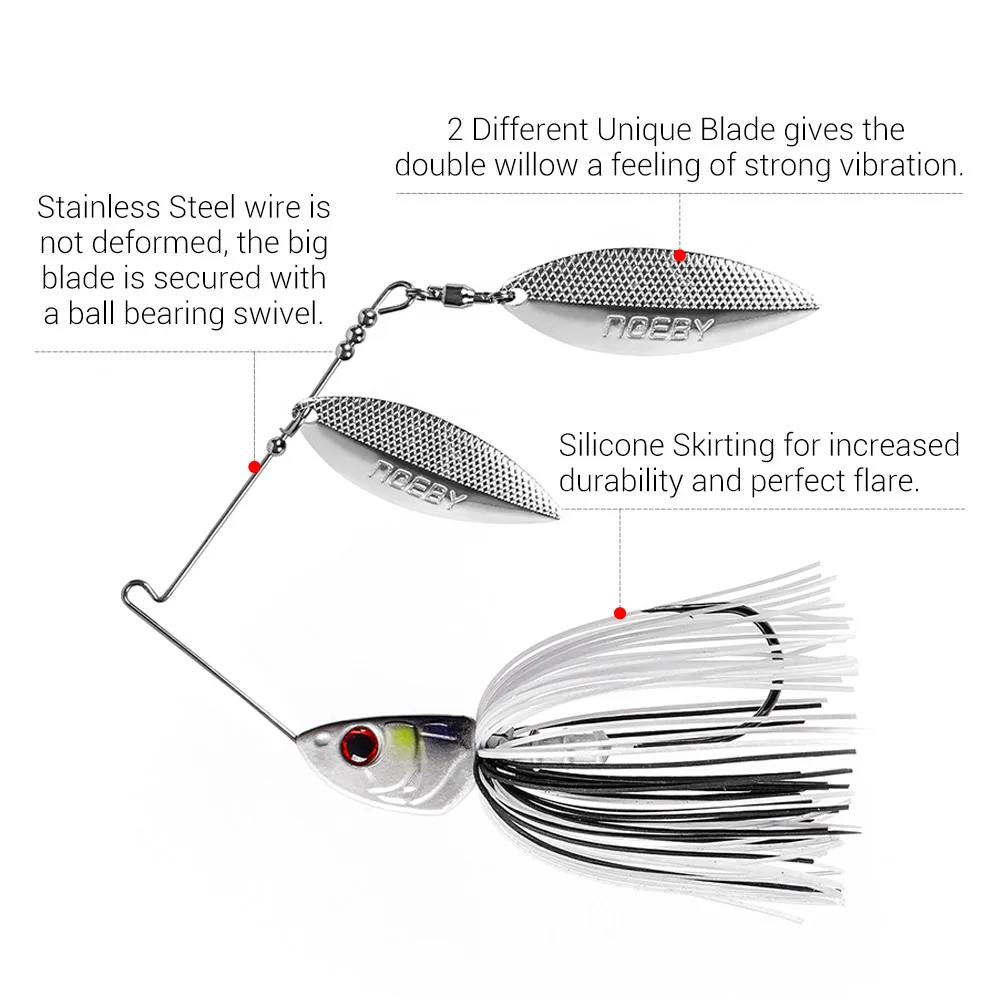 NOEBY Spinnerbait Bass – Double Willow Blade Spoon con Needle Swim - imagen 4
