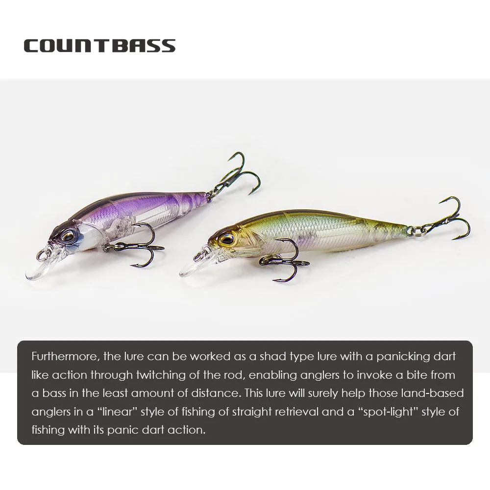 COUNTBASS Minnow 63mm 5g (2,48 ''0,18oz) pesca de sábalo de hundimiento lento Wobbler de plástico perca Leurre señuelo de pescador - imagen 5