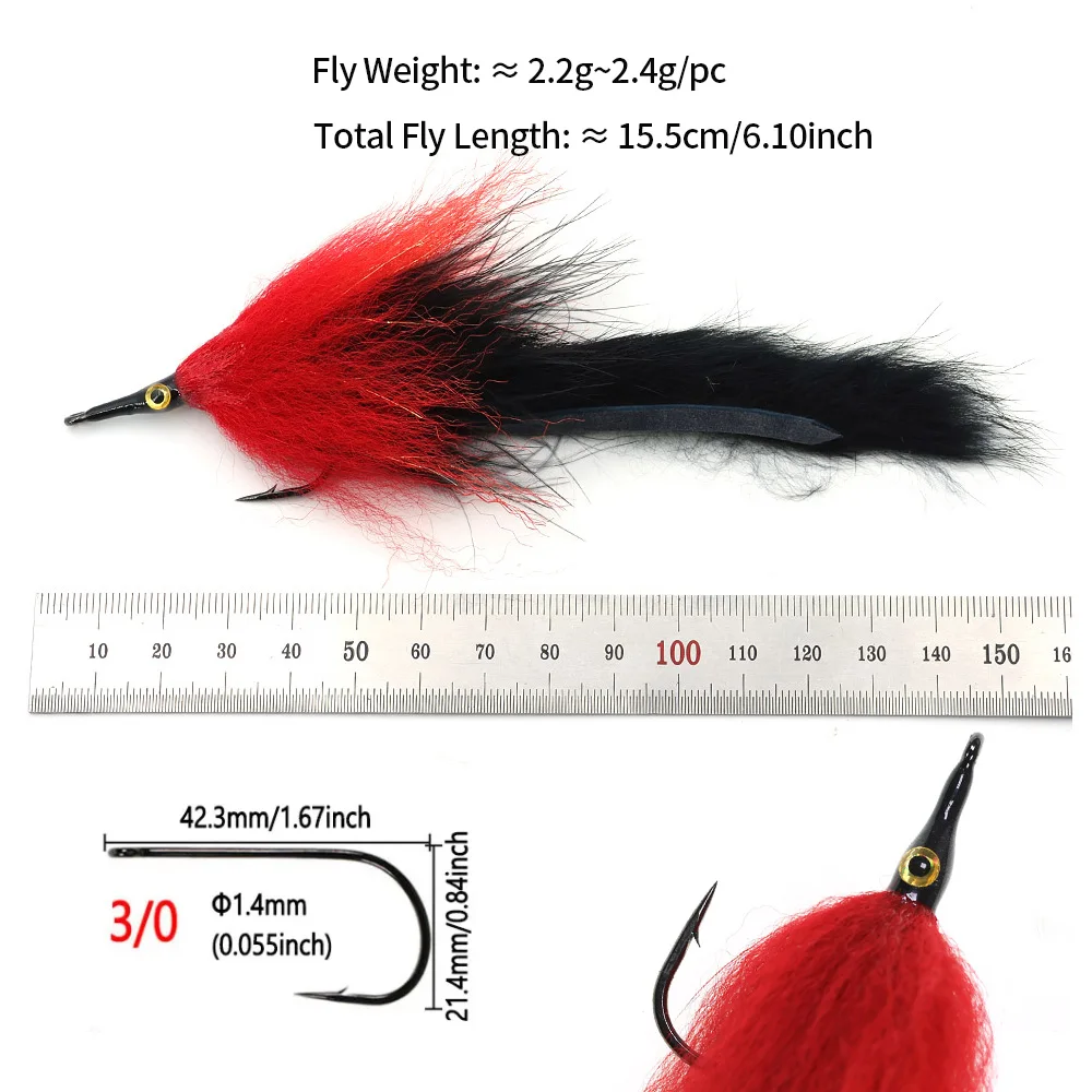 ICERIO 2 uds Tarpon Bunny Fly Baitfish Streamer mosca Marbaou Hackle Zonker Streamer Pike almizclado lubina trucha Señuelos de pesca de agua salada - imagen 3