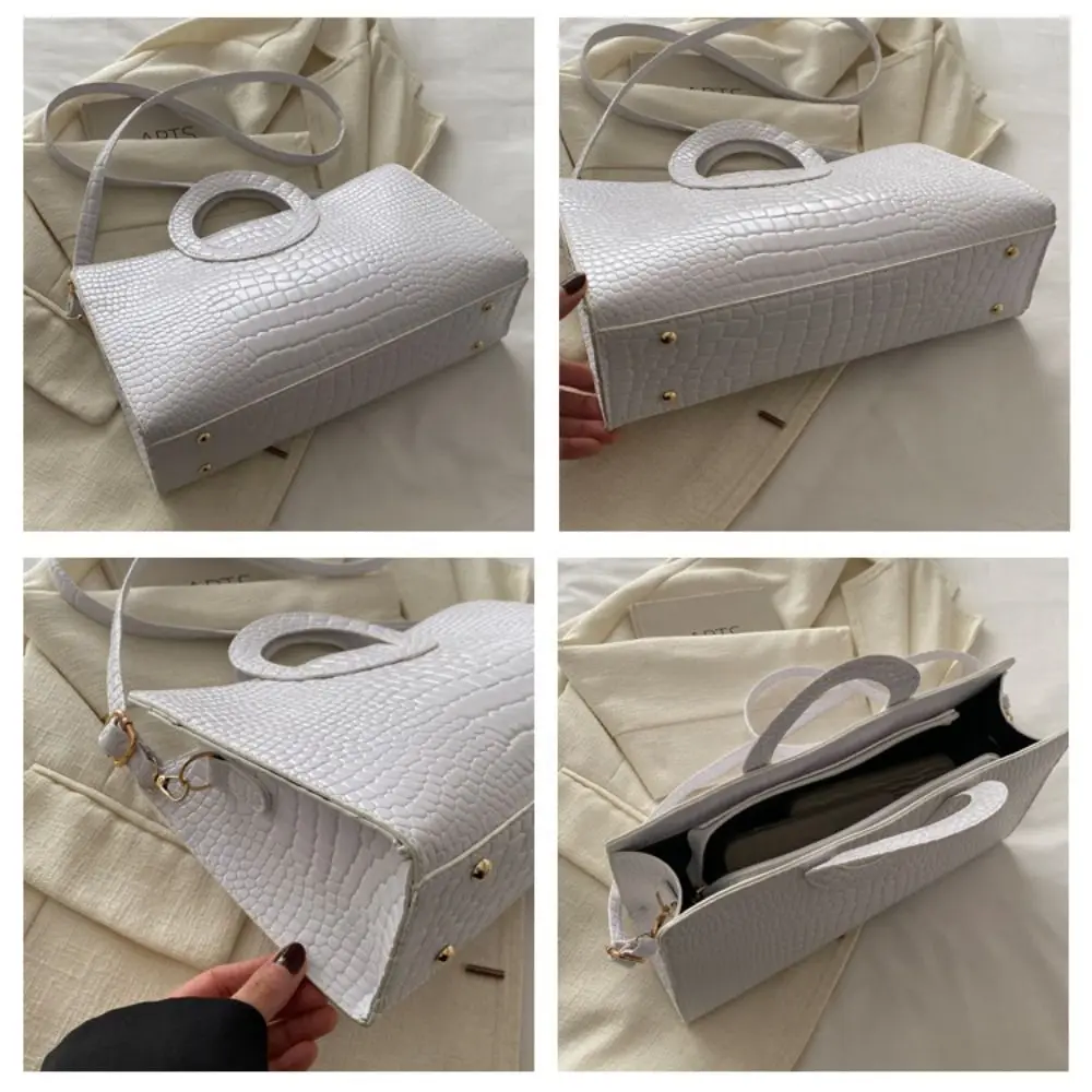 Bolsos Retro de cuero PU para mujer, bolso de hombro con patrón de cocodrilo de alta capacidad, bolso cuadrado - imagen 3