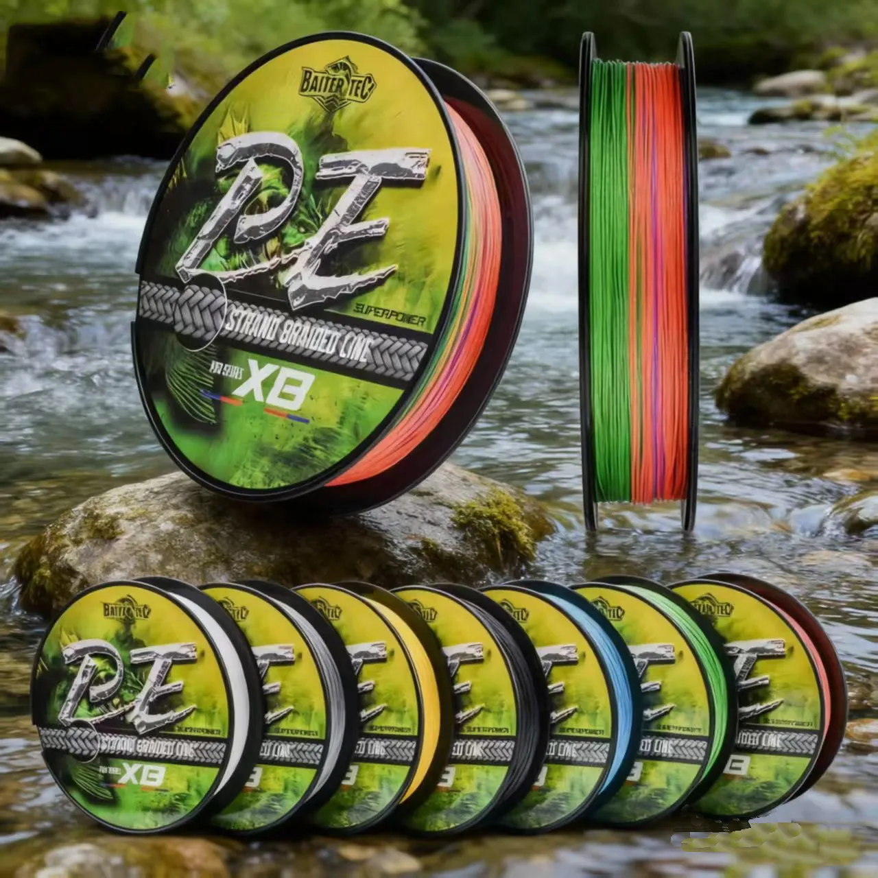 Línea de pesca trenzada BAITER TEC X8, arrastre máximo de 100M, línea de PE multifilamento de 66LB para lubina, Lucio, accesorios de pesca de carpa - imagen 4