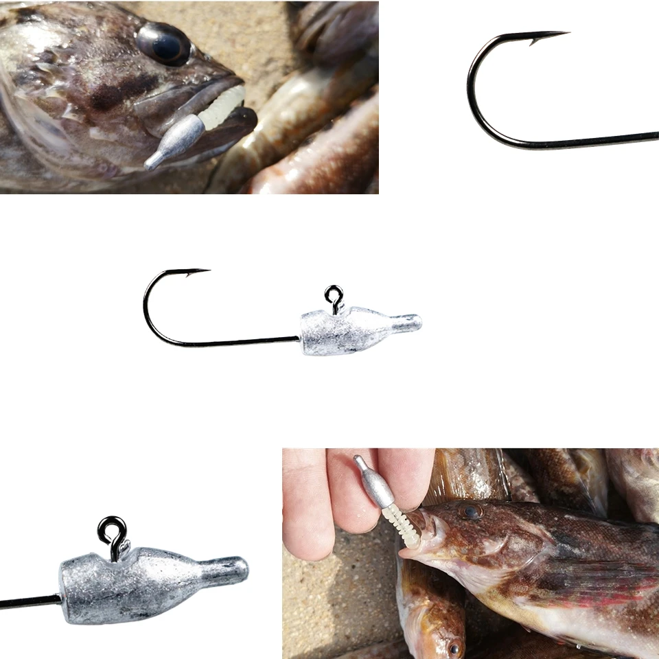 Anzuelo de púas con cabeza plomada, 1,3g, 1,8g, 2,6g, 3,5g, trucha, señuelos blandos, cebo Rockfish, gusano, accesorios de combinación - imagen 3