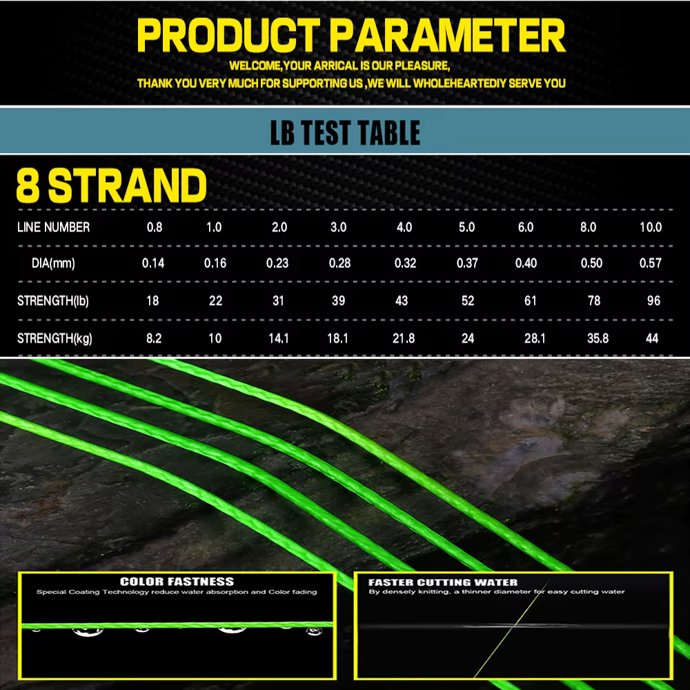 Línea de pesca de mar trenzada de 8 hebras superpotencia, alambre de Jigging de agua salada de PE de 300-500M, tejido resistente de 22LB-78LB de 0,16-0,5mm - imagen 5
