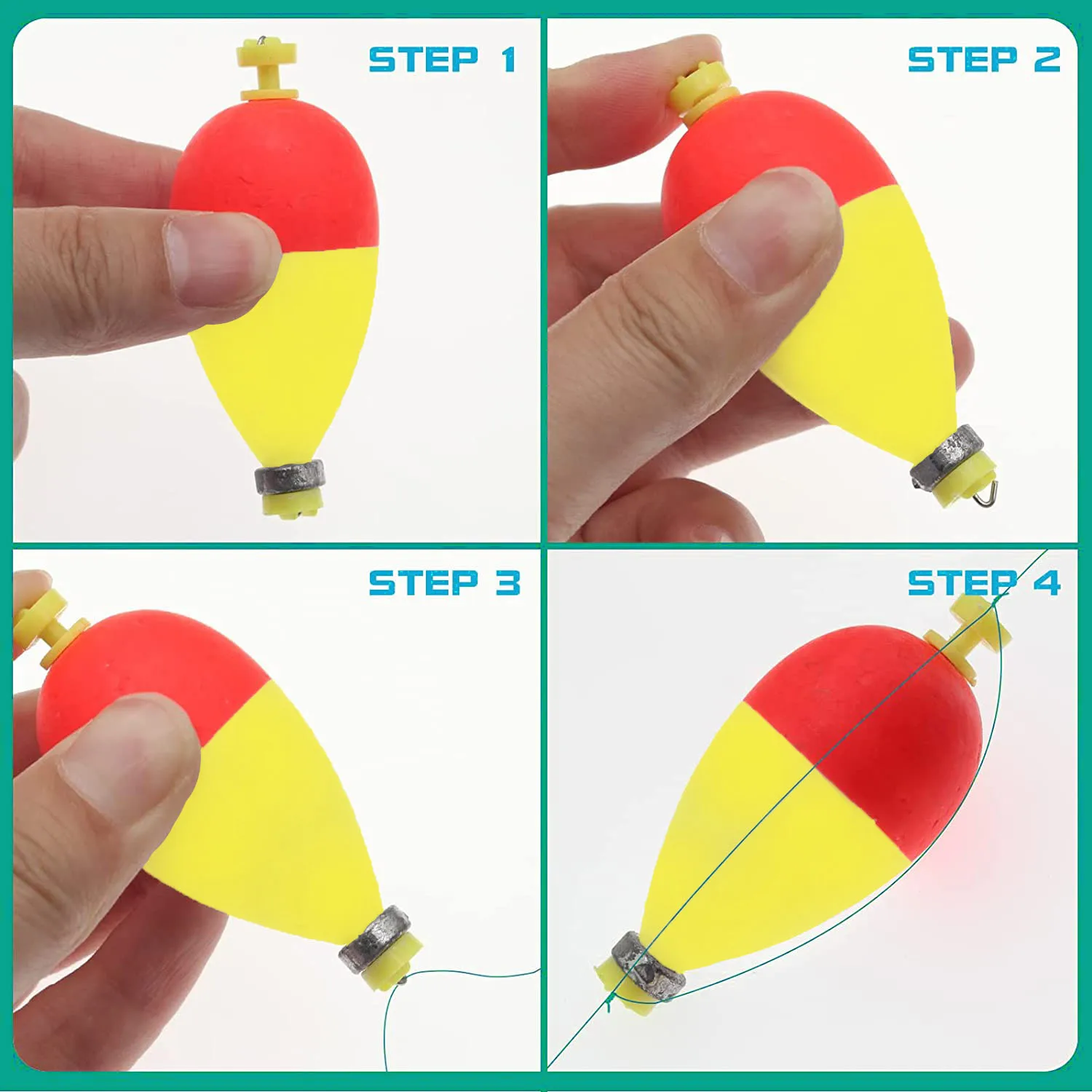 Bobbers flotantes de 5 piezas para pesca, Kit de corcho de pesca a presión, fijo - imagen 4