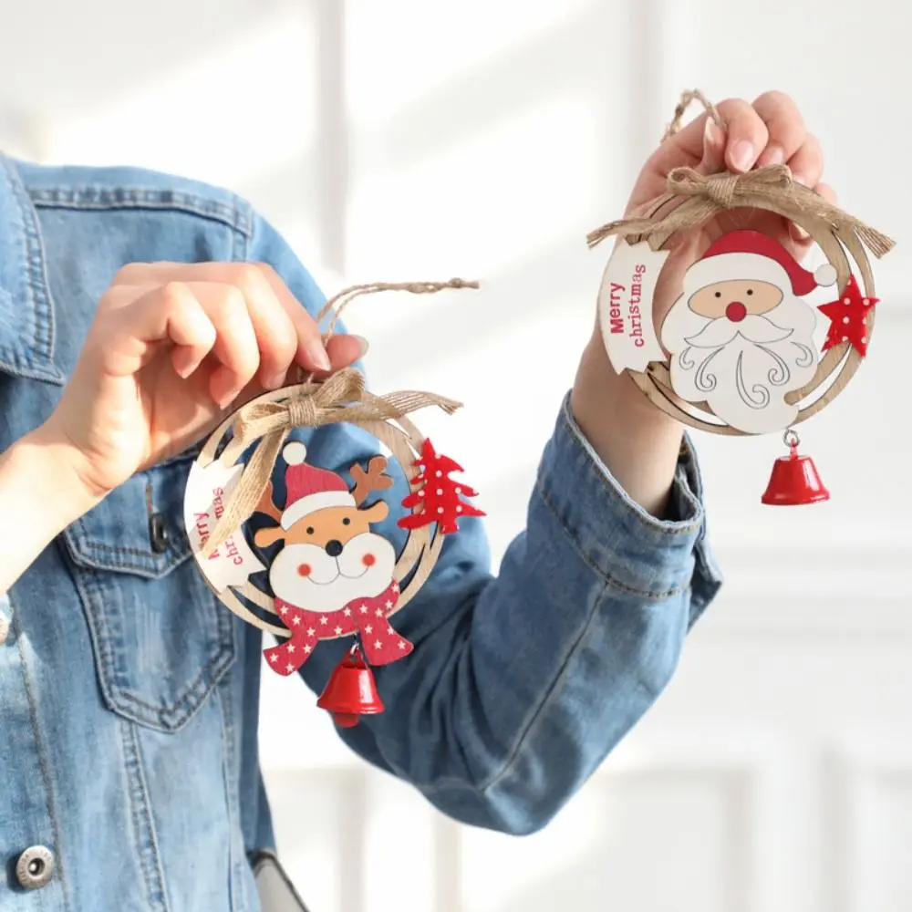 Colgante de Navidad de madera, adornos de corona, muñeco de nieve, alce, árbol de Navidad lindo, gran oferta, nuevo - imagen 5