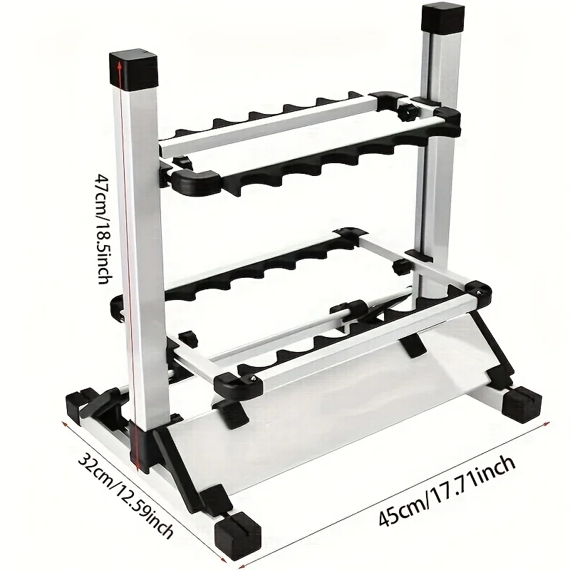 Soporte para caña de pescar con 12/24 ranuras, soporte para caña de pescar de aleación de aluminio, soporte de exhibición, organizador, soporte para aparejos de pesca