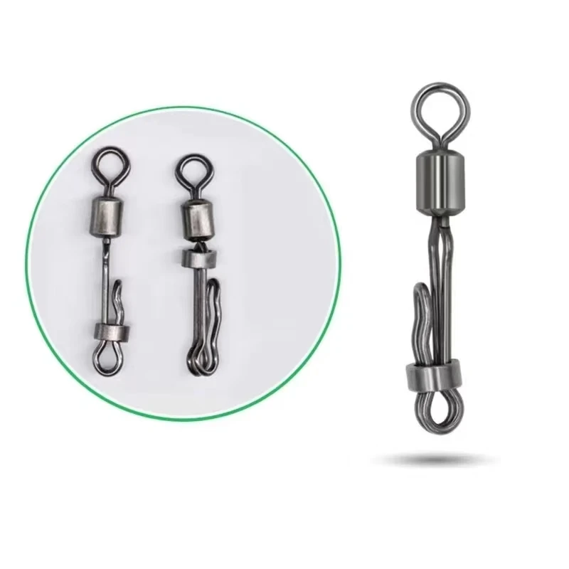 Accesorios de Pesca de carpa, 200 Uds., giratorio con cerradura, gancho de presión, conector rápido, anillo sólido, suministros de Pesca, aparejos de Pesca - imagen 2