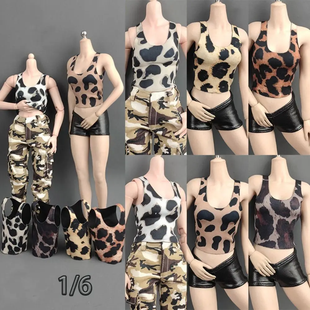 Chaleco en miniatura con estampado de leopardo para mujer, accesorio de alta elasticidad, figura de soldado, 6 colores, 1/6 - imagen 3