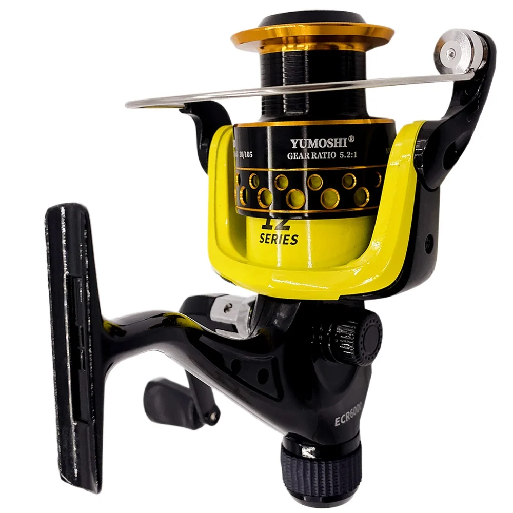 Carrete giratorio de doble freno para Pesca, herramienta de Pesca superfuerte para carpa, mar, fundición, Serie 2000-7000 - imagen 2