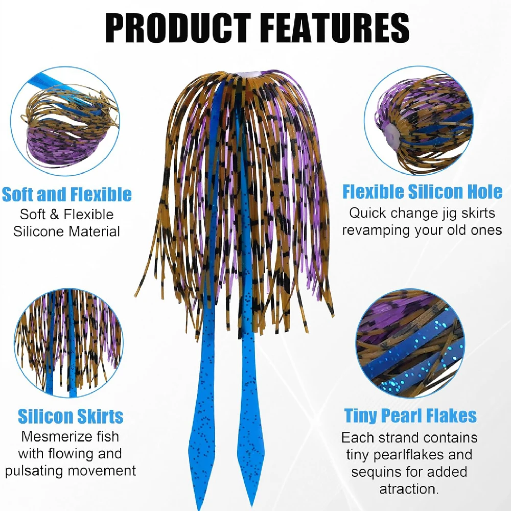 10 uds/20 piezas Uds. Faldas giratorias de silicona, repuesto de Señuelos de Pesca, Buzzbaits, plantillas de pesca, fabricación de señuelos, accesorios de pesca - imagen 4