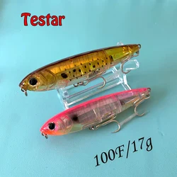 Señuelo de Pesca Testar, 100mm, 17g, cebo tipo lápiz flotante Topwater de fundición larga, Wobblers artificiales, cebo adhesivo láser para Lucio, Pesca