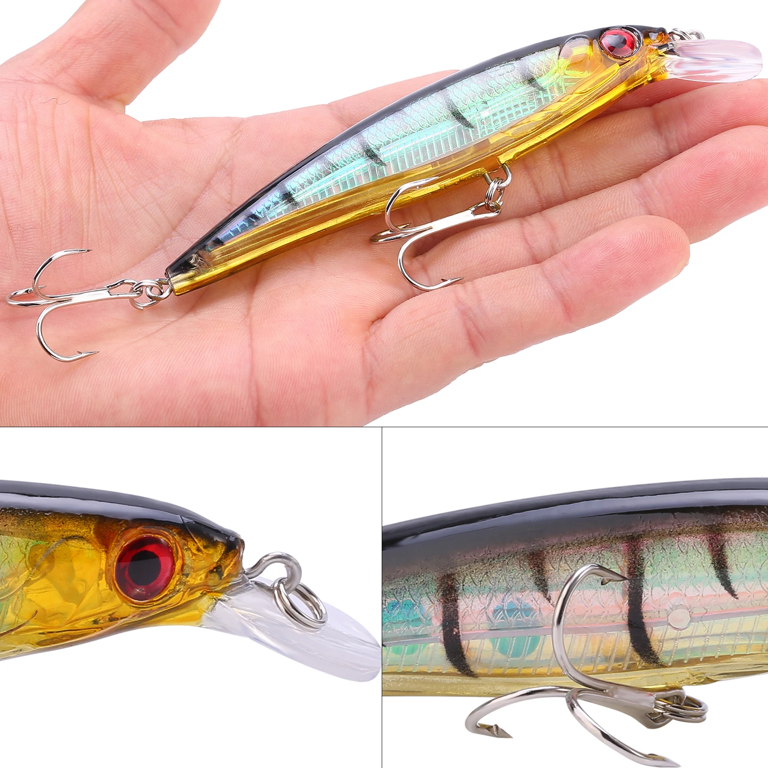Sougayilang-señuelo de Pesca de pececillos, anzuelos de Pesca de 11,3 CM y 15G, aparejos Wobbler, Crankbait, cebo duro Artificial de Japón, Swimbait - imagen 5