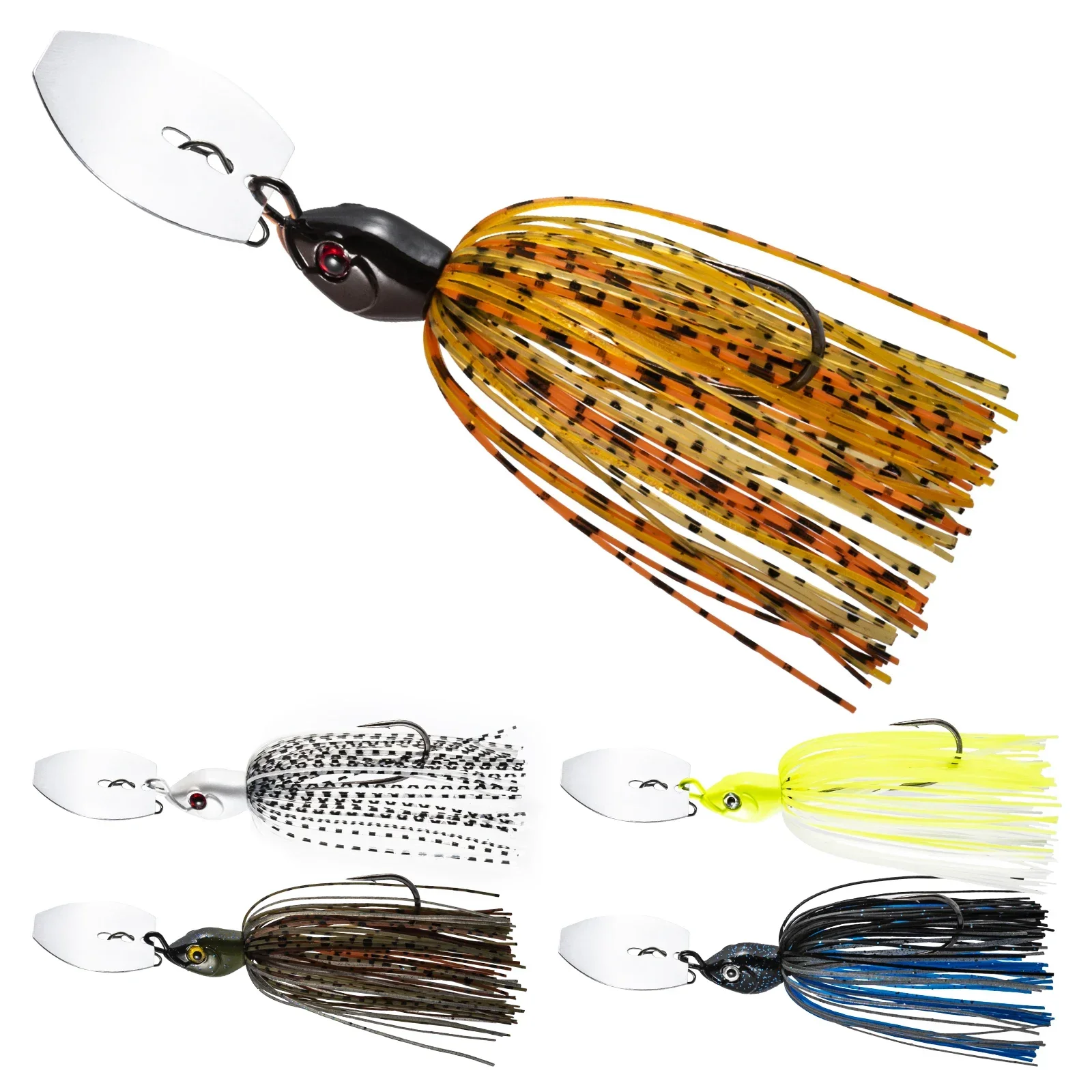 Goture 5 unids/lote 10g 14g cabeza de plantilla de silicona falda barba Señuelos de Pesca mosca goma nadar lubina anzuelo cebo Artificial Para Pesca señuelo - imagen 2