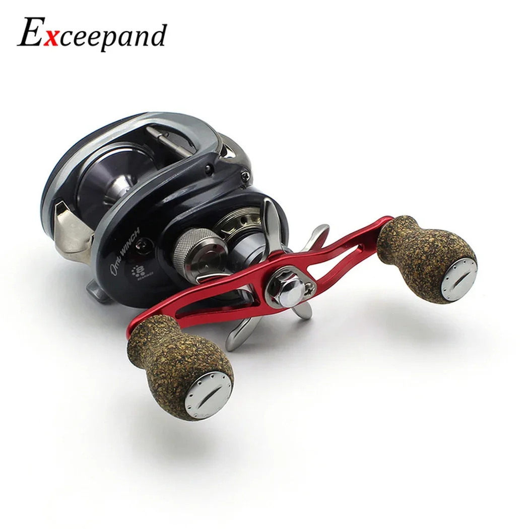 Exceepand-mango de carrete de Baitcasting rojo, mango de reparación de bricolaje, corcho de goma, perillas redondas, empuñaduras de Metal para aparejos de repuesto de Abu Garcia Daiwa - imagen 4