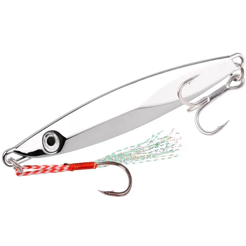 20 piezas Señuelos de Pesca de plantilla de Metal 30g 40g 60g Crankbait Jig cuchara Wobbler cebo Señuelos de Pesca de Mar Pesca plateado - imagen 5