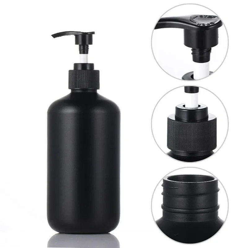 Dispensador de jabón líquido negro mate, champú acondicionador rellenable, contenedor de loción corporal para suministros de baño y Hotel, 300/500ML - imagen 4