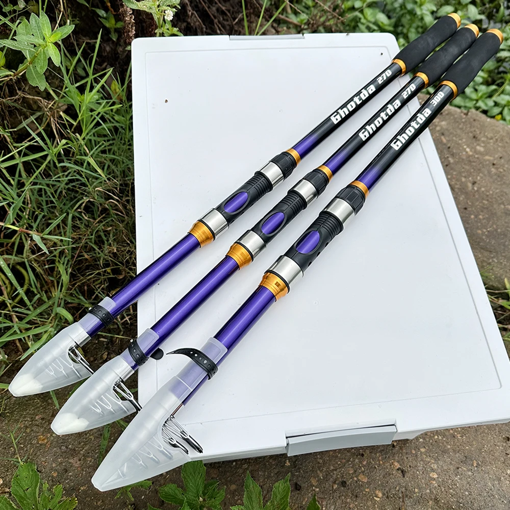 Caña de pescar giratoria dura, caña telescópica de mar de 2,1 M-3,6 M, accesorios de pesca al aire libre, cañas de fundición de orilla de largo alcance de alta calidad - imagen 5