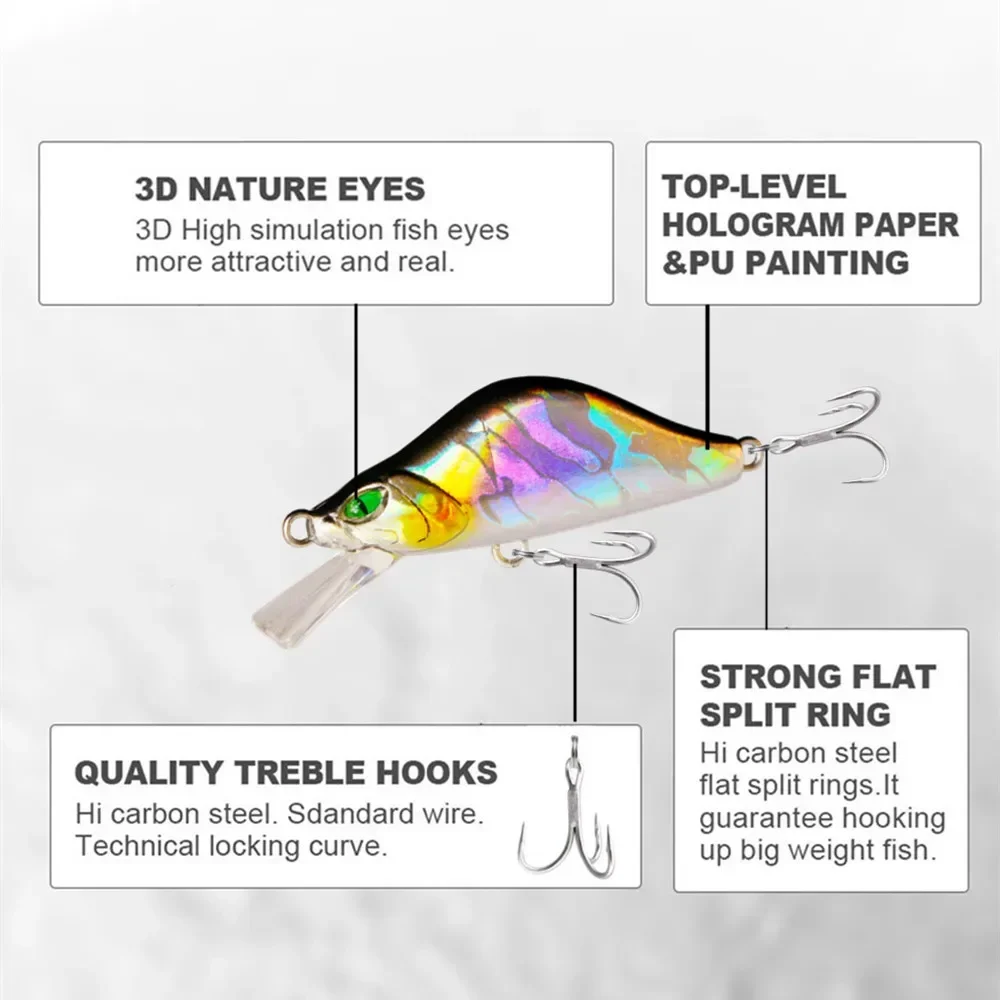 43mm 5,5g hundimiento Minnow Mini señuelo duro señuelo de pesca Artificial Wobblers Crankbait trucha cebo - imagen 3