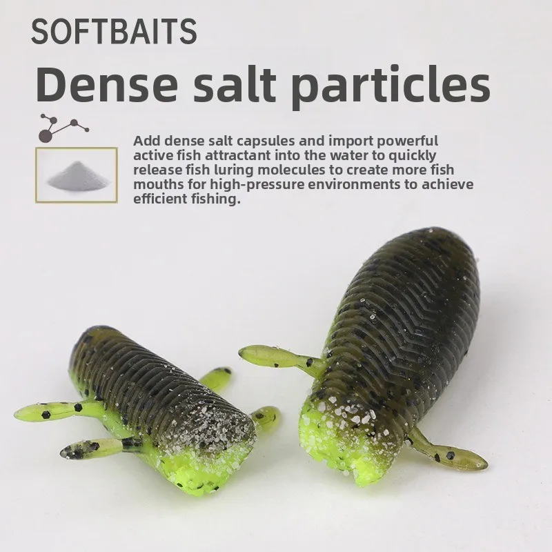 MUKUN 4 Uds nuevas Señuelos de pesca blandos de patata bailando 11g/70mm cebos blandos hundidos de PVC agregar sal aparejos de pesca de pescado - imagen 5