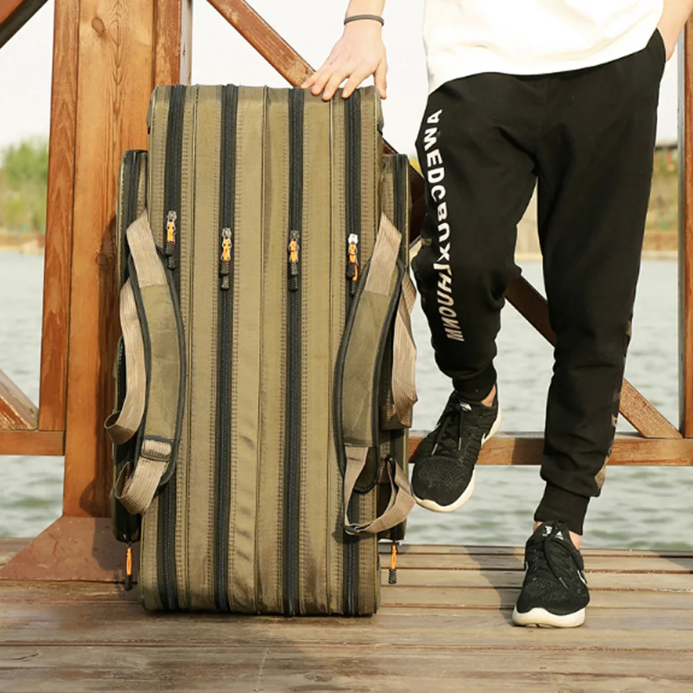 Bolsa portacañas y aparejos ligera – Multicapas para viaje de pesca