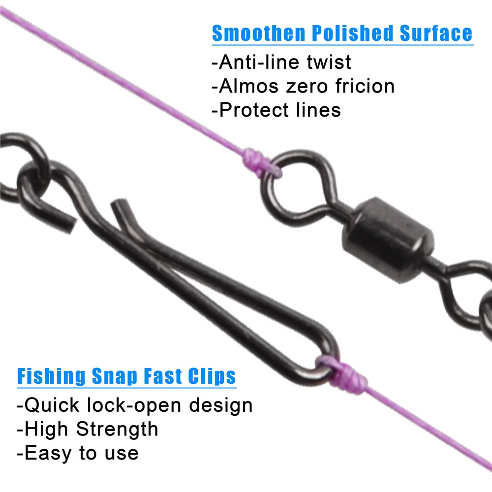 60 uds. De broches giratorios de pesca de cambio rápido, giratorios con Clips rápidos, aparejos de conector de pesca con señuelo de alta resistencia - imagen 5