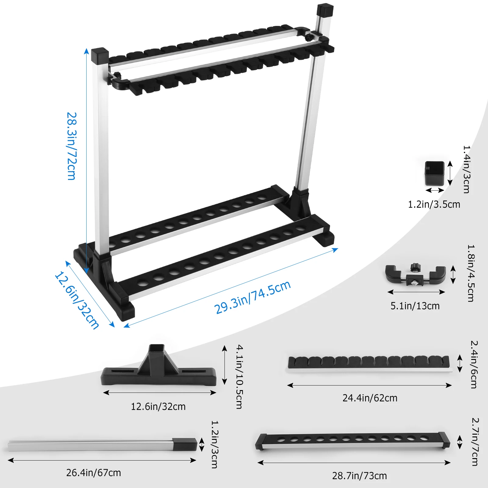 Goture soportes de caña de pescar de gran capacidad, estante de 24 varillas, soporte de poste Vertical para poste de pesca, soporte de exhibición, marco fijo - imagen 4