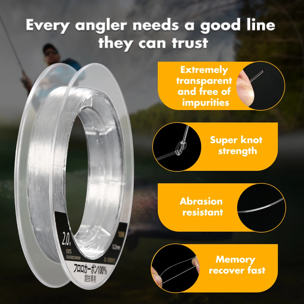 ZUKIBO 99% Janpan 100M Línea de pesca líder de fluorocarbono, línea de pesca con revestimiento de fluorocarbono de，pesca，accesorios de pesca pesca accesorios mar accesorios pesca Sedal de Pesca de fluorocarbono - imagen 2