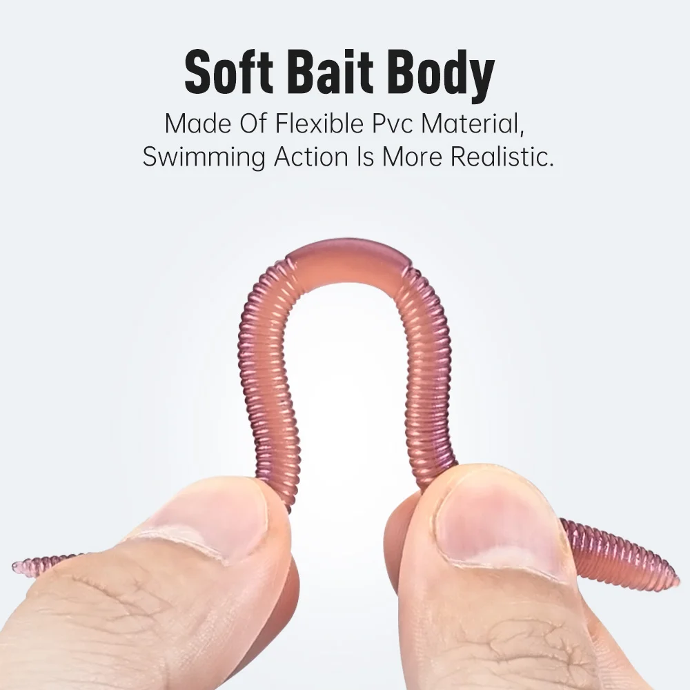 Kingdom-señuelo suave de lombriz de tierra, hundimiento lento, 1,8g, 96mm, 2,8g, 120mm, Señuelos de pesca artificiales, lubina, pez plano, gusanos, cebos blandos de pesca - imagen 3