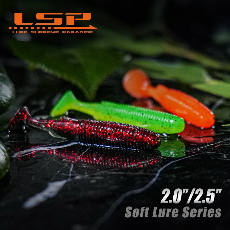LSP-señuelo de pesca suave de 2-2,5 pulgadas, señuelos de cola de paleta, gusanos para lubina, trucha, carpa - imagen 5