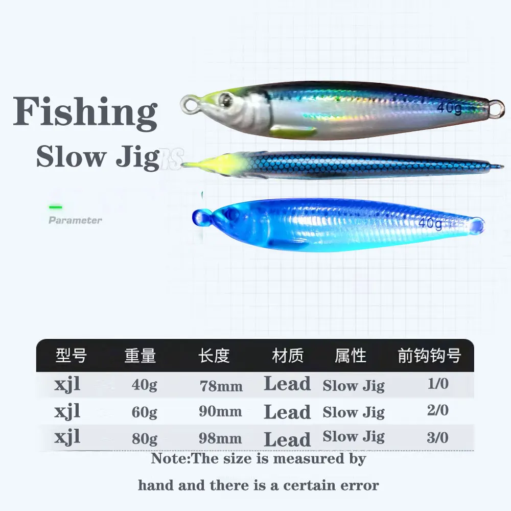 Como señuelo de JIg lento para pescadores, plantilla con brillo UV, estampado 3D, pescador que cae, 40g60g80g, cebo duro de Metal que se hunde, Jigging, cebo de Pesca - imagen 5