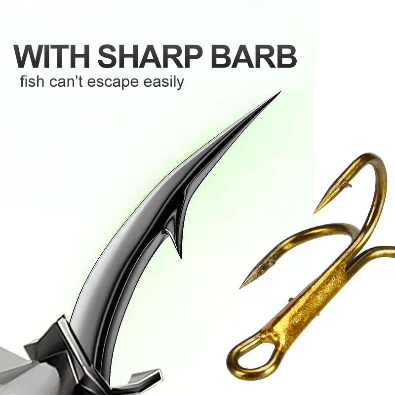 WEIHE 65PCS 5 colores 2 #   4 #   6 #   8 #   10 #   Kit de anzuelos triples de acero rico en carbono, anzuelos de pesca combinados, anzuelos triples de pesca - imagen 4