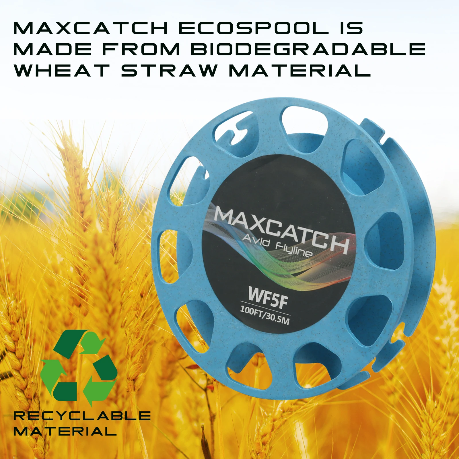 Un EcoScoScatch Blue MaxCatch hecho de material de paja de trigo biodegradable