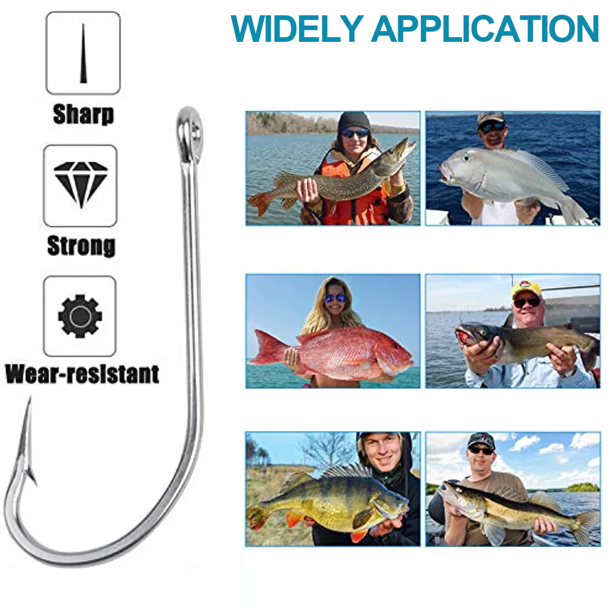 200 Uds anzuelos de pesca de agua salada O'Shaughnessy anzuelos forjados de acero inoxidable vástago recto largo J anzuelos de pesca 1/0-10/0 - imagen 5