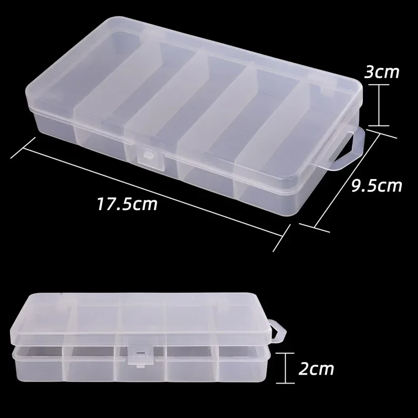 Caja de aparejos de pesca con 5 compartimentos, equipo de pesca impermeable de plástico, anzuelo para señuelo de pescado, caja de almacenamiento de cebo, contenedor organizador - imagen 3