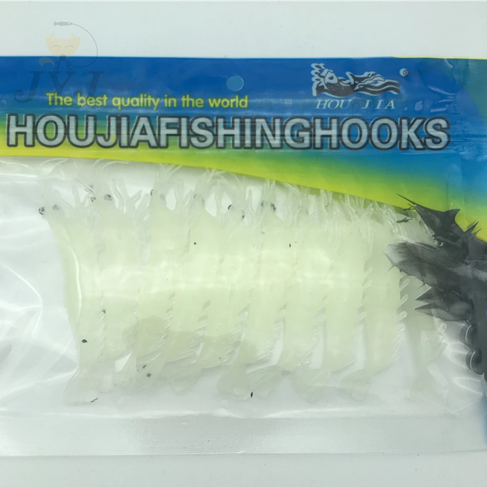 10 unids/lote 8cm 2g señuelo de pesca suave cebo de camarón señuelo de pesca cebo de camarón suave brillo luminoso señuelo de gambas - imagen 5