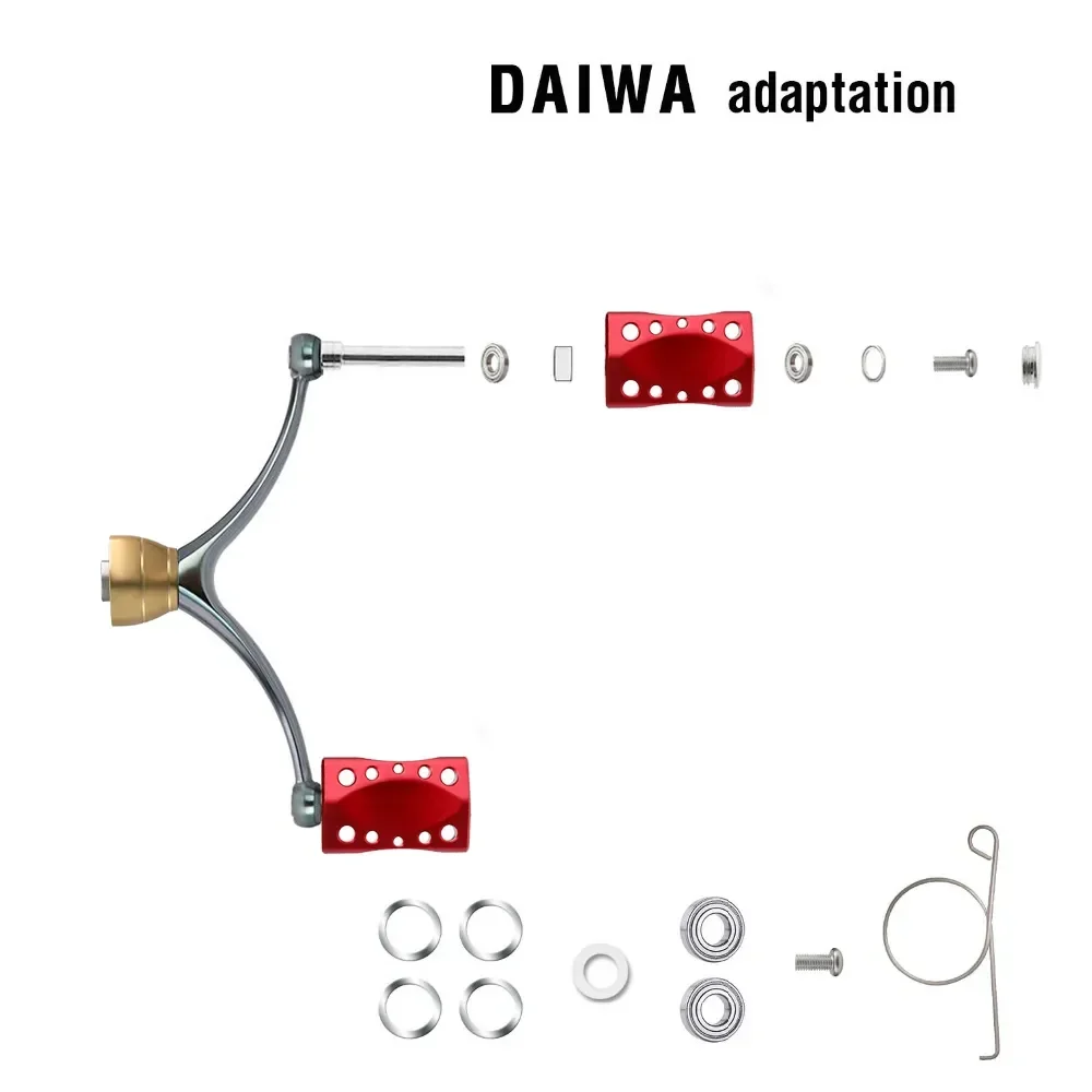 SANLIKE-mango de carrete de pesca de aluminio para carrete de tambor Daiwa y carrete de pesca Baitcasting, polea de doble brazo, accesorios de pesca - imagen 3