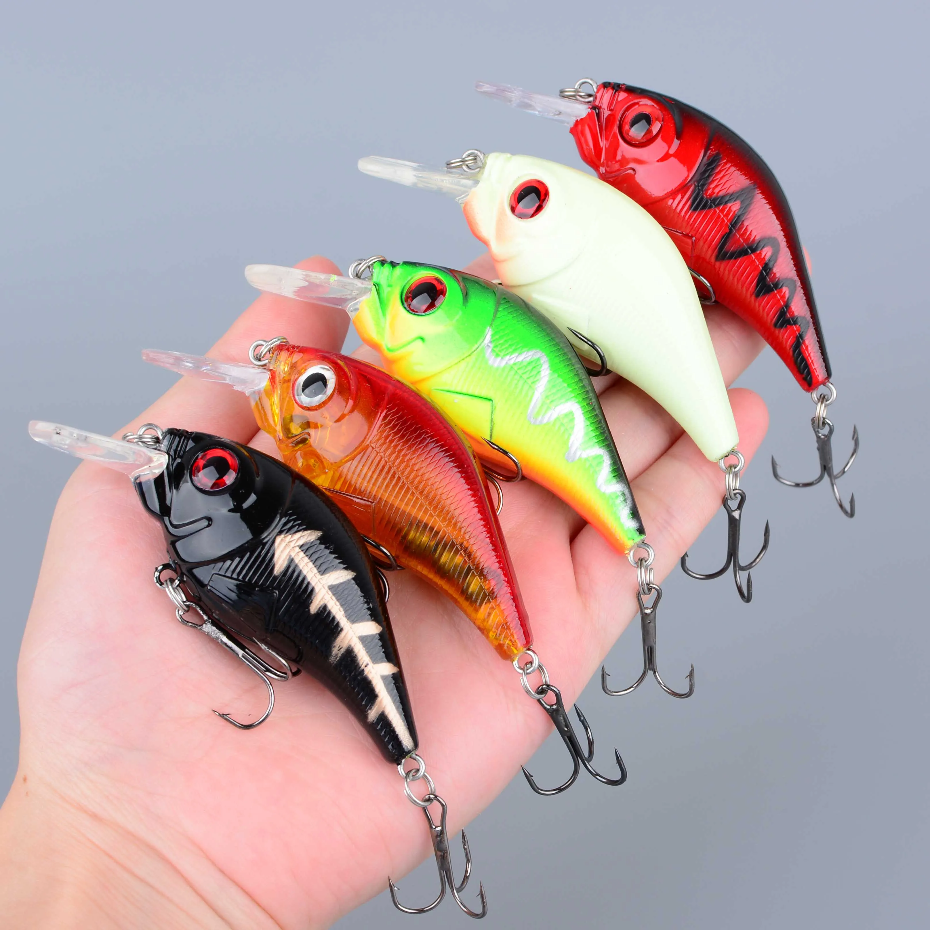 Crankbait Minnow hundimiento con anzuelos triples 3D señuelo duro - imagen 5