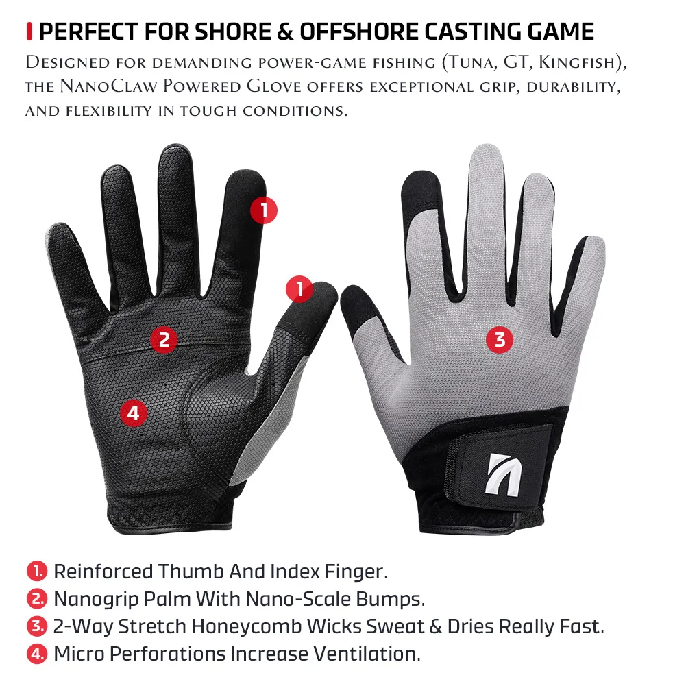 Guantes de pesca NOEBY Nanoclaw Powered – Secado rápido para costa y mar - imagen 2