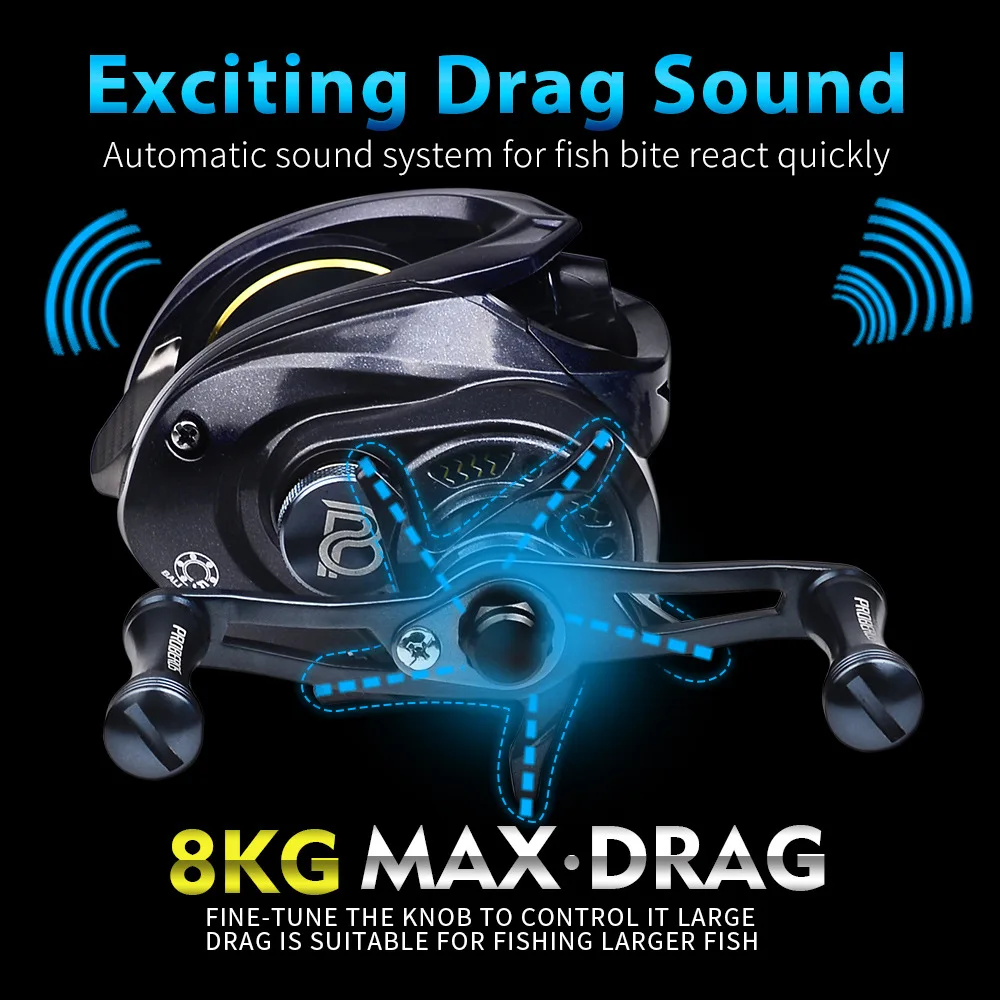 Experimente la emoción de atrapar peces más grandes con nuestro carrete de pesca máxima de 8 kg
