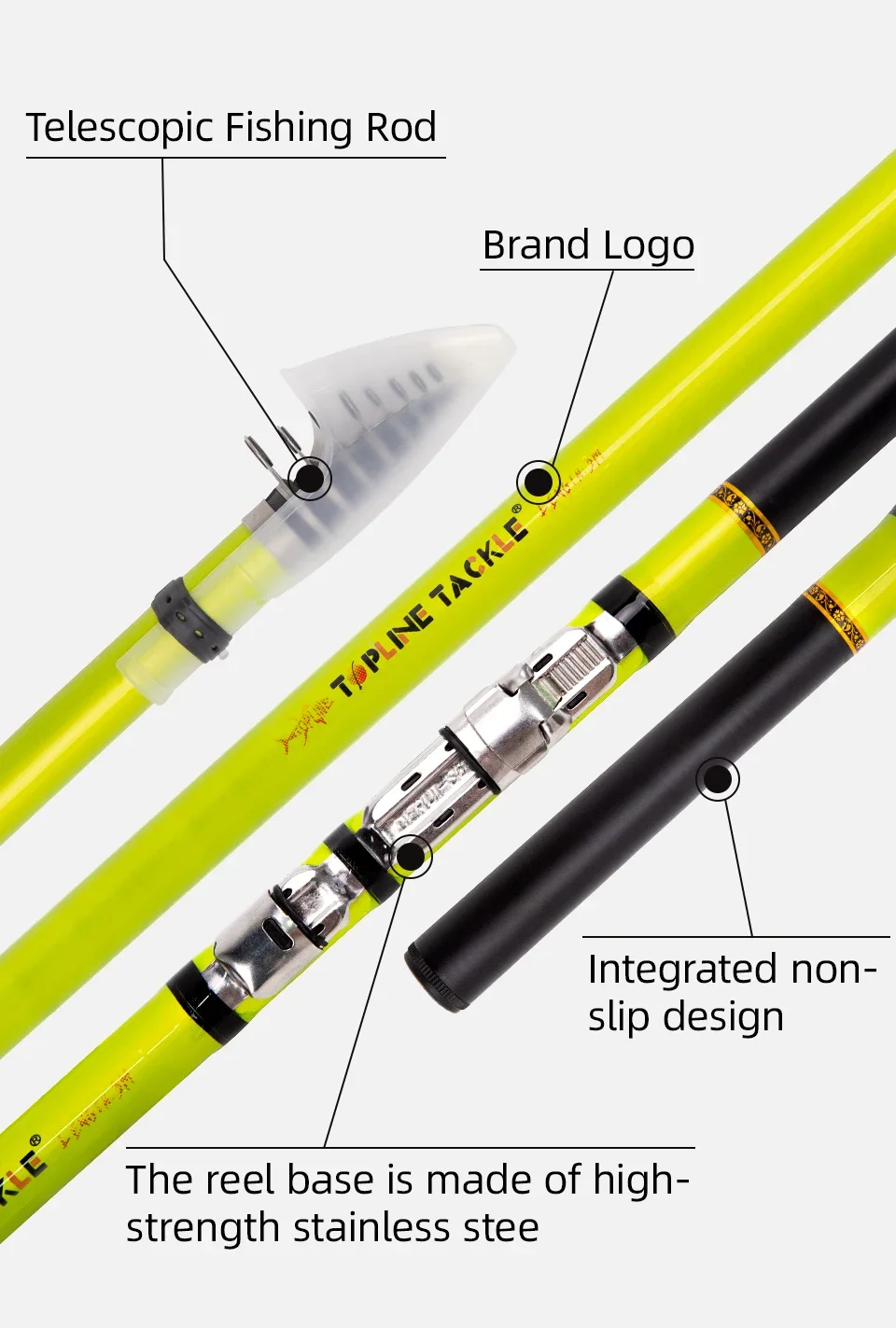 Cañas de pescar telescópicas de fibra de carbono para Pesca, caña de pescar verde ultraligera, alimentador telescópico, 1 ud.