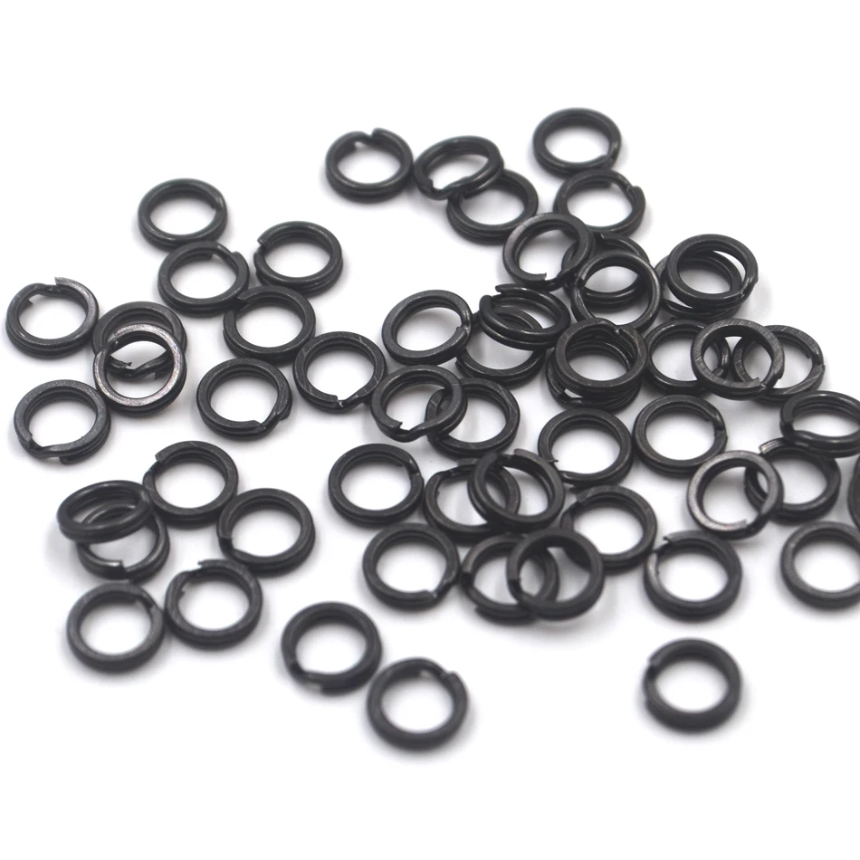 MNFT-señuelo duro de doble capa para pesca aplastada, accesorio de pesca dividido, anticorrosión, color negro mate, aparejos de cambio rápido, Conector de cebo, 100 Uds. - imagen 5