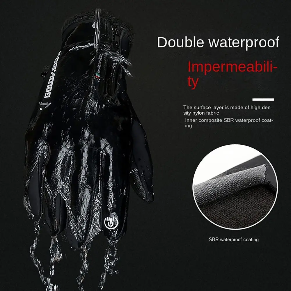 Guantes de invierno con pantalla táctil, guantes de lana cálidos antideslizantes para invierno, guantes de motocicleta con forro polar térmico