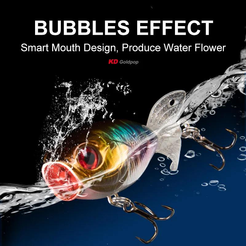 Kingdom Goldpop-señuelo de pesca con hélice, 35mm, 5,5g, 9g, flotante y hundido, manivela de cola giratoria, Swimbait duro Artificial para Lucio - imagen 5