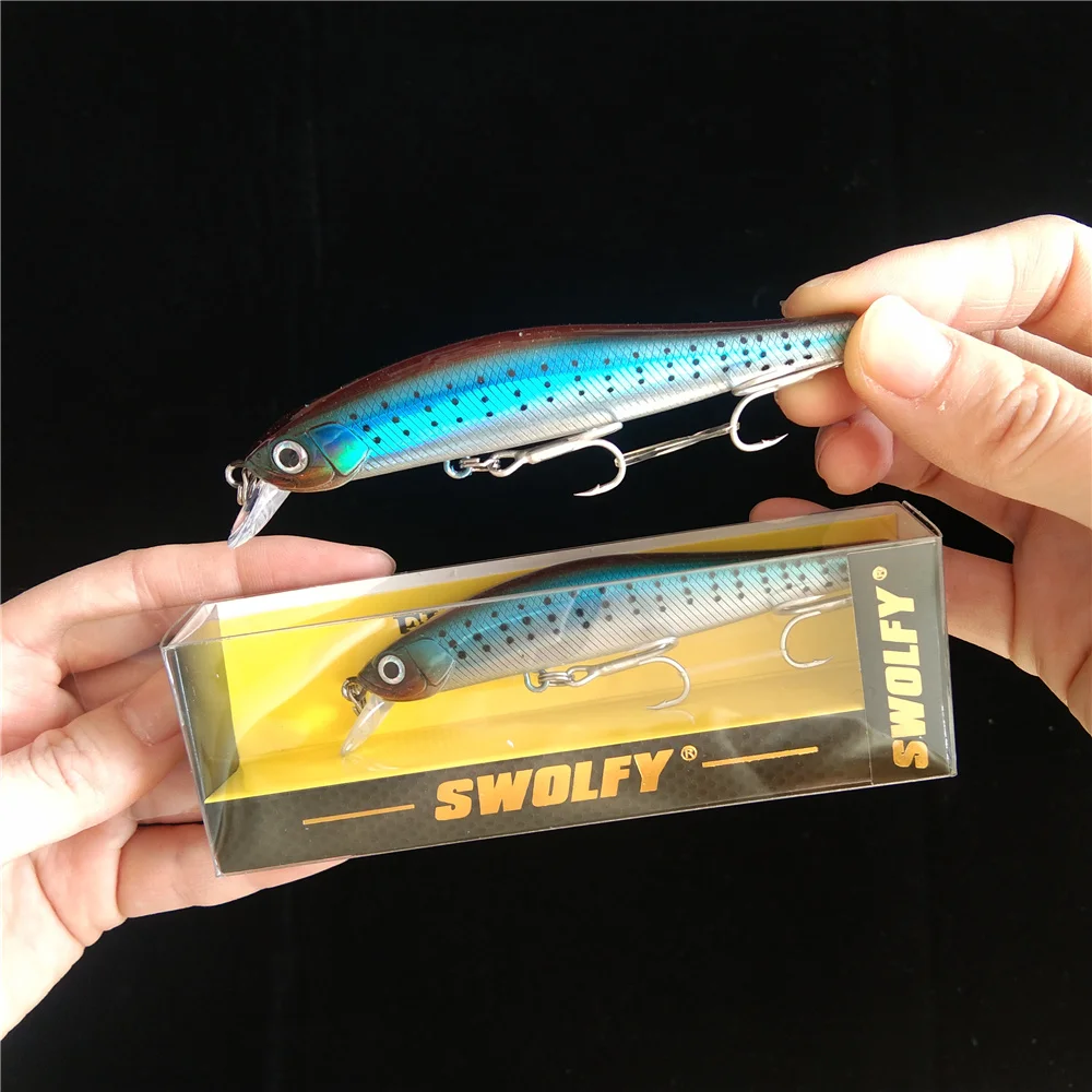 Swolfy Señuelo Minnow Wobbler 10cm 12g Ojos 3D Hundido – Lance Lejano - imagen 3