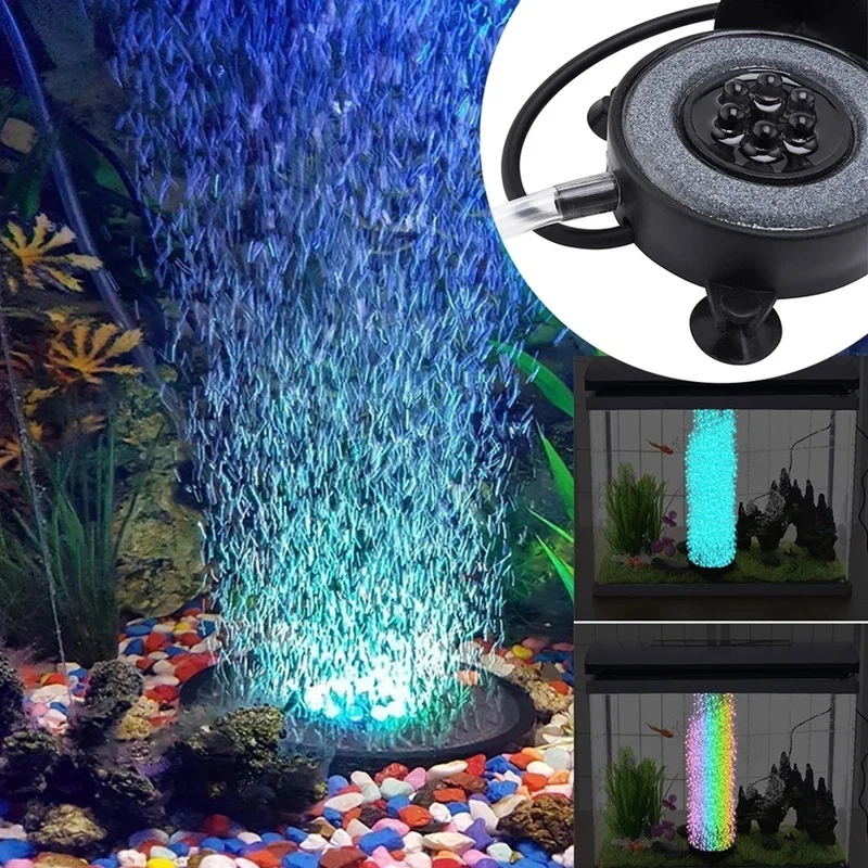 Luz LED impermeable que cambia de Color para acuario, lámpara redonda para decoración de burbujeador de pecera, luces Led para piscina, 1 ud. - imagen 4
